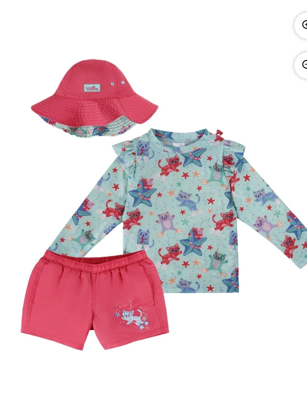 UV Skins  4T girls 3 piece swimsuit set Scuba Cats